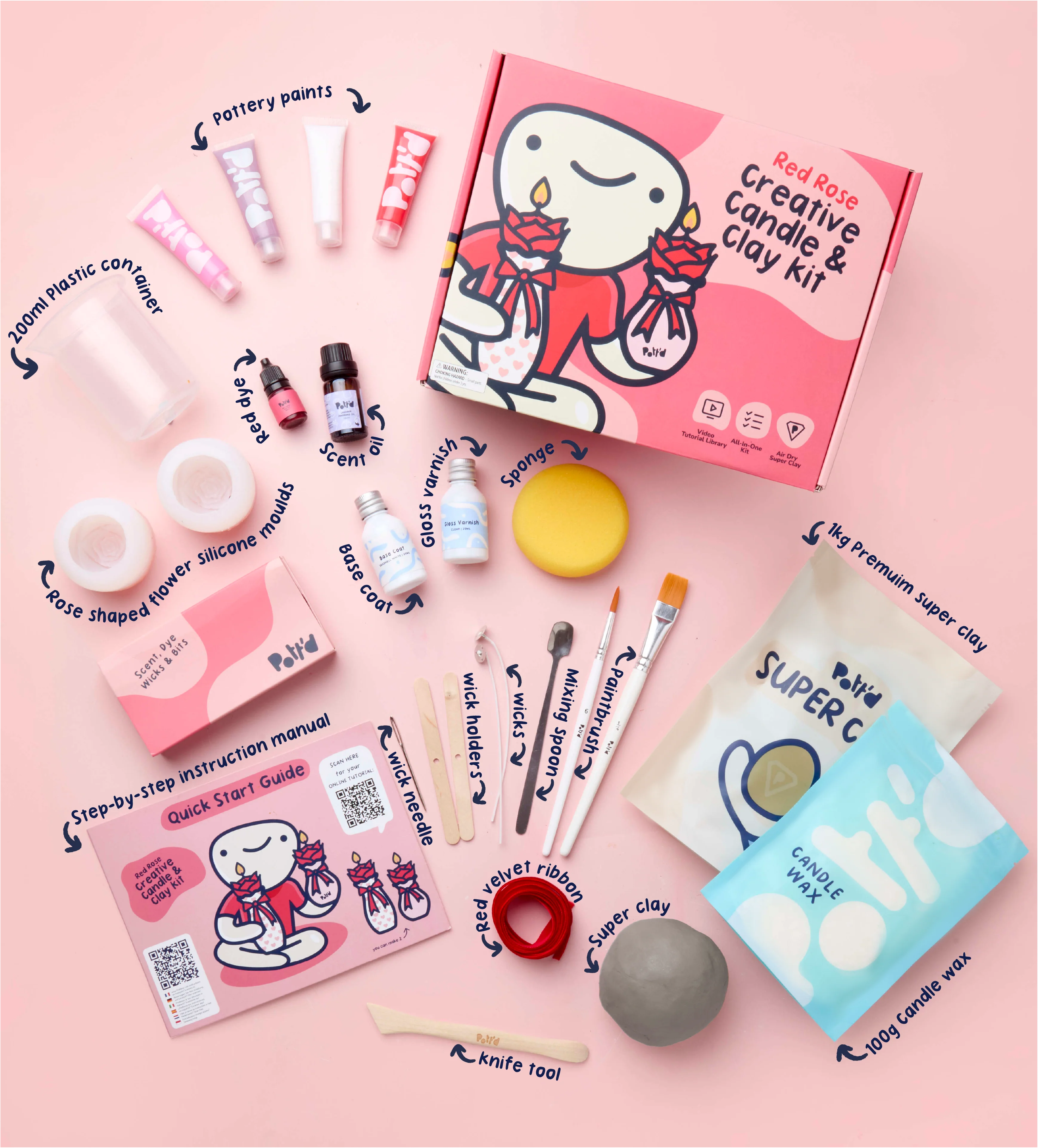 Red Rose Creative Candle & Clay Kit - Image 5